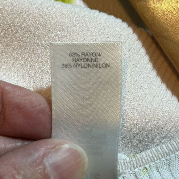 Liz Claiborne Petite Med Zip Up Sweater Cardigan 3/4 Sleeve Floral Zipper Ribbed - Picture 5 of 6